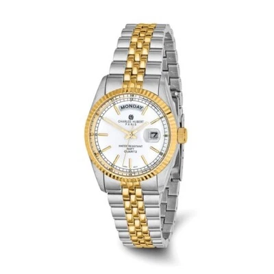 Reloj Hombre Charles Hubert Dos Tonos Acero Inoxidable Esfera Plateada Foto 1 de 4