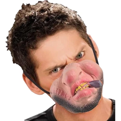 Media máscara facial de látex CARNY PAYASO CICATRIZ CARA MATÓN CIGARRO Divertido mordaza disfraz con disfraces Foto 1 de 2