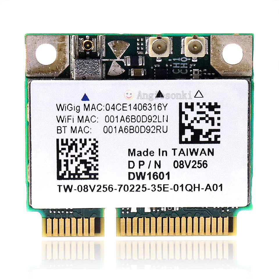 Media mini tarjeta inalámbrica Dell Wireless DW1601 QCA9005 8V256 WiGig 802.11AD 7Gbps Foto 1 de 4