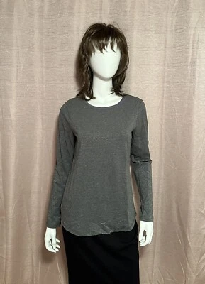 NWT T By Talbots Women’s Size S Gray Knit Metallic Cotton Blend Pullover Tee - Image 1 of 4