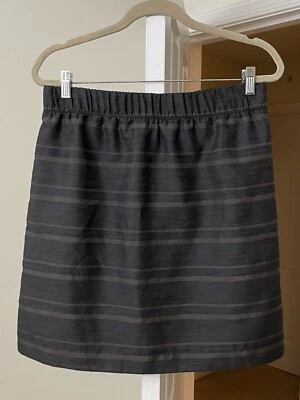 Merona Skirt Art to Wear Gray Striped Sateen Mini Bohemian Women's 8 Medium - Image 1 of 2