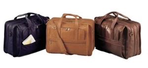 HARNESS COWHIDE LEATHER Briefcase and Laptop Bag - Winn International - Picture 1 of 4