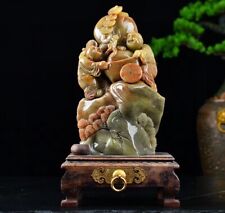 home decor natural shoushan stone hand sculpture fortune wealth peach child boys