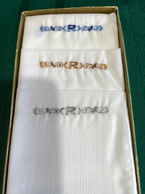 Lote De Colección De 3 Pañuelos Bordados Para Hombre Nunca Abiertos (1015) Foto 1 de 4