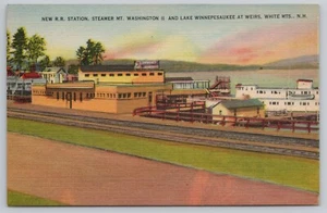 Bahnhof Dampfer Mt. Washington II Lake Winnipesaukee Weirs NH UNP - Bild 1 von 2