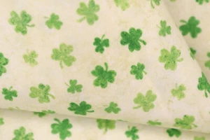 42"L x 44"W Stonehenge St. Paddy's by Northcott Three Leaf Clovers Light Green - Picture 1 of 11