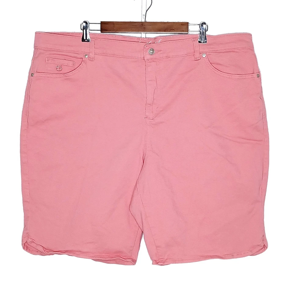 Gloria Vanderbilt женщин похудения бермуды короткие плюс размер 22 Вт эластичной джинсовой ткани розовый - Изображение 1 из 4