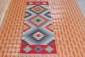 2x6 Handmade afghan tribal Bedside wool kilim Runner rug Hallway Runner rug - Picture 1 of 6