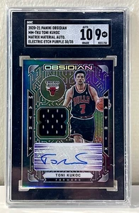 Toni Kukoc Auto 2021 Panini Obsidian Galaxy Electric Etch Purple 30/35 SGC 10/9 - Picture 1 of 2