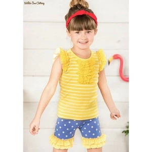 Matilda Jane Adventure Begins Blue x White Dots Day Camp Ruffle Bike Shorties 10 - Picture 1 of 5
