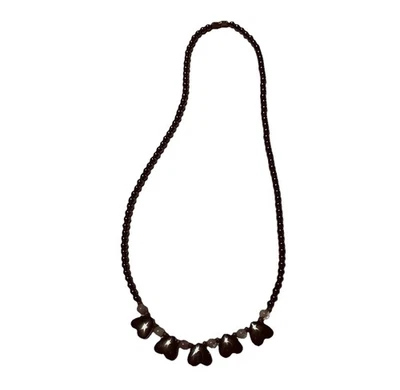 Hematite Heart Necklace With Purple Accent Stones - Image 1 of 4