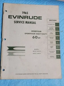 1965 EVINRUDE 60HP SERVICE MANUAL SPORTFOUR & SPORTFOUR HEAVY DUTY No 4204 - Foto 1 di 10