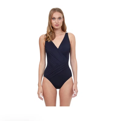 Gottex Lattice V-Neck Scoop Back One Piece Swimsuit Black Size 6 - Image 1 of 2