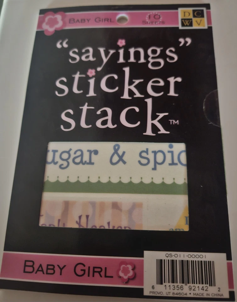 DCWV Pila 10 Hojas Pegatinas Citas y Refranes Bebé Niña  Foto 1 de 1