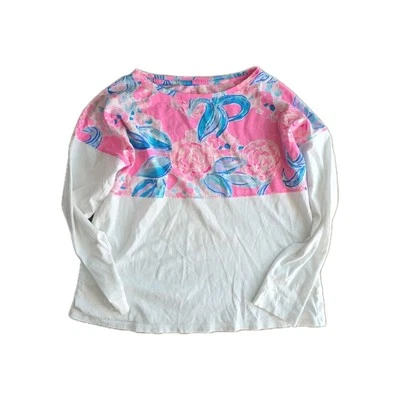 Camiseta Lilly Pulitzer Niños Manga Larga, Talla LG - Rosa y Blanco Floral Foto 1 de 2
