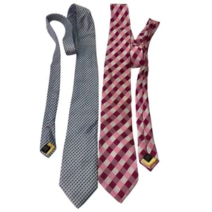 Donald J. Trump Lot of 2 100% Silk Ties Blue White Pink Magenta Neck Ties - Picture 1 of 6