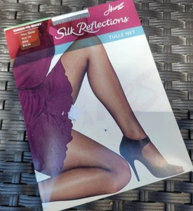 NWT Hanes 0B268 Silk Reflections Tulle Net Sheer To Waist CD Black - Picture 1 of 3