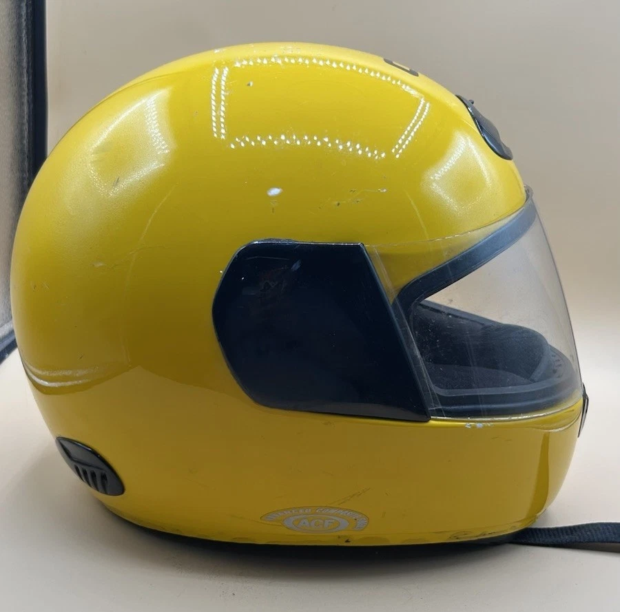 Vintage AGV R3 Snell M95 DOT Motorcycle Helmet Yellow Size L | eBay