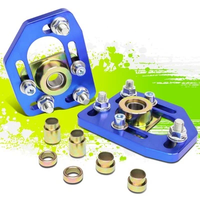 FOR 90-93 FORD MUSTANG FRONT 2PCS ALUMINUM ADJUSTABLE CAMBER/CASTER PLATES BLUE - Image 1 of 4