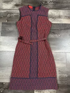 Abito smanicato vintage Carolina anni 60 Herrera disegno rosso diamante blu taglia 0 - Foto 1 di 12