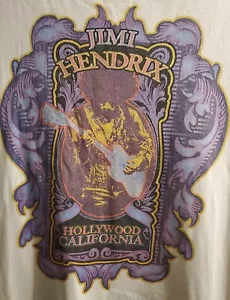 Jimi Hendrix T Shirt Mens Size Medium White Y2K Graphic Hollywood California - Picture 1 of 4