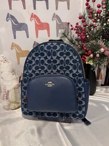 Coach Denim Court Backpack In Signature Canvas NWT Authentic Leather - Picture 1 of 14