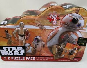 Disney Star Wars Puzzle 100pc Set of 2 In Collectible Tin Chewbacca BB8 