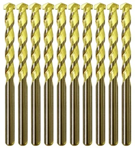 Juego de brocas para mampostería 1/4" punta de carburo flauta dorada brocas para hormigón-10 piezas - Imagen 1 de 11