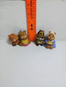 Hallmark Merry Miniature Thanksgiving Raccoon Pilgrim &Bear 1980's figure lot(4) - Picture 1 of 3