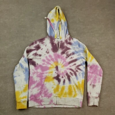 Pink Hoodie Womens Small Purple Orange Tie Dye Hooded Long Sleeve Full Zip - Изображение 1 из 4