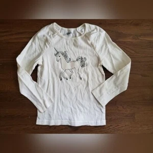 CRAZY 8 Girls M 7/8 white glitter unicorn tee - Picture 1 of 7
