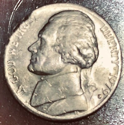 1979 D Jefferson Nickel Memorial Reeded Edge Struck out of Collar Error Coin - Image 1 of 4
