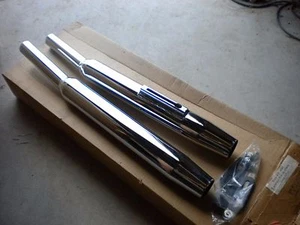 MAC 1 1/2" Chrome Slip On Kick Up Taper Tip Mufflers Fits: Kawasaki 74-77 KZ400 - Picture 1 of 9