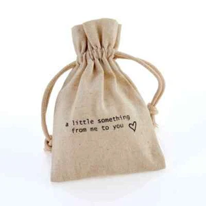 1 x Sacchetto regalo con coulisse in lino "un po' di qualcosa da me a te" - Foto 1 di 4