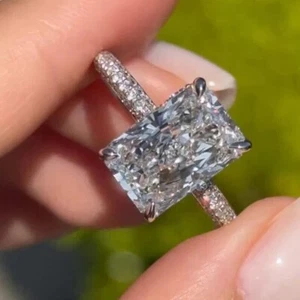 6Ct Radiant Cut VVS2/D Lab Grown Diamond Solitaire Wedding Ring Platinum 950 - Picture 1 of 5