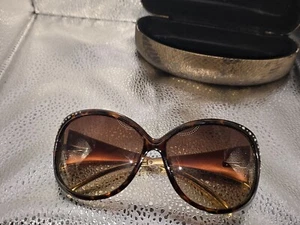 Joan Rivers Classic Collection Sunglasses Brown Tortoise Shell Crystal Accents - Picture 1 of 10