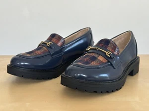 Sam Edelman Tully Kinder blau kariert runde Spitze Halbschuhe Kindergröße 3 M - Bild 1 von 9