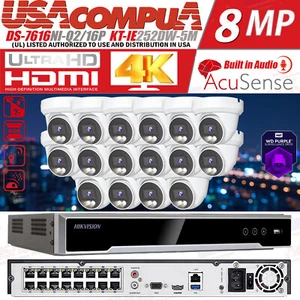 Hikvision Compatible 16CH 5MP POE Dual Light Security Camera System Audio Lot - Picture 1 of 22