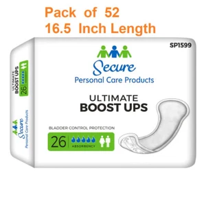 52 Ct Booster Pad 16.5" Secure Ultimate Boost UPS Heavy Absorbency Unisex SP1599 - Picture 1 of 3
