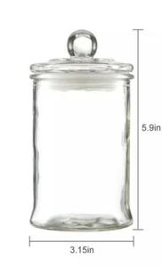 Clear Glass ~ Apothecary Jar w/Lid ~ 3.15" Dia. x 5.9" Tall ~ Storage Canister - Picture 1 of 8