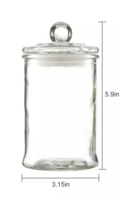 Clear Glass ~ Apothecary Jar w/Lid ~ 3.15" Dia. x 5.9" Tall ~ Storage Canister - Image 1 of 4