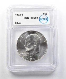 1972-S Eisenhower Dollar Silver MS68 ICG *8346 - Picture 1 of 3
