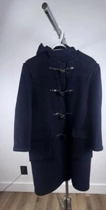 Vintage Gloverall Duffle Coat Navy With Blue/Green Tartan Plaid Lining  XS - Picture 1 of 8