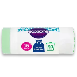 Revestimientos de contenedor ECOZONE 90 litros, 15 bolsas por rollo - 100% biodegradable - Imagen 1 de 3