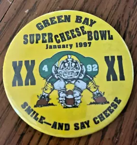 De colección Green Bay Packers Super Bowl enero 1997 Pinback botón Smile & Say queso - Imagen 1 de 1