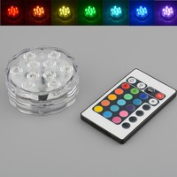 FF4E 10 LED Multi Color Submersible Underwater Party Vase Base Light Remote