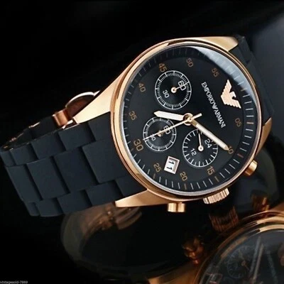 Emporio Armani AR5905 Black Rose Gold Chronograph Dial Men's Watch 43mm Case - Image 1 of 4