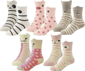 Hzcojulo Kids Toddler Big Little Girls Fashion Cotton Crew Cute Socks -5 Pairs - Picture 1 of 12