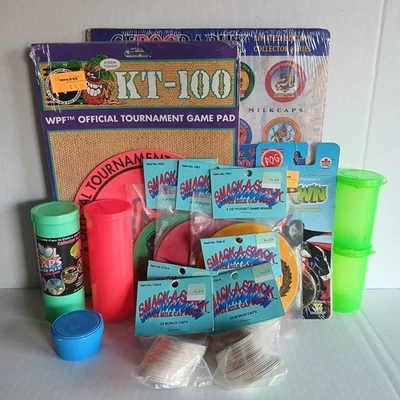 LOT of POGS and Accesories NOS Tubes Holder Official Mats Gepography 90s Vintage - Image 1 of 4