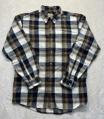 Red Head Brand Flannel Shirt Mens L Brown White Plaid Long Sleeve Cotton - Image 1 of 4
